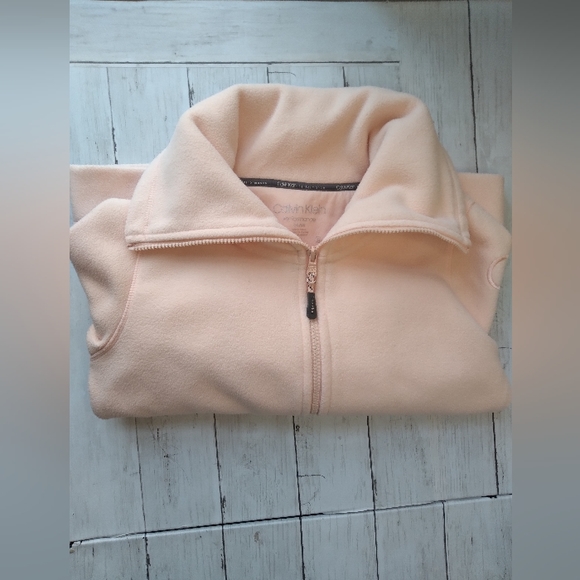 CALVIN KLEIN Performance Soft Fleece Pink Peach Full Zip Jacket Small - Picture 7 of 12